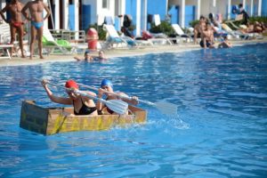 Team building carboard boat race