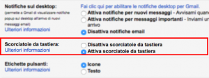 gmail scorciatoie tastiera informazione